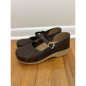Dansko Marcelle Mary Jane Clogs Brown Leather Shoes Strap Y2K Retro Preppy 41 10